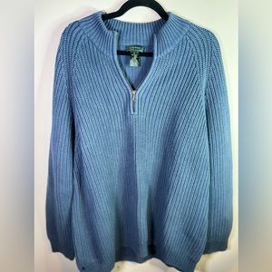 Women’s Blue Ralph Lauren Polo 1/4 Zip Pullover Sweater 100% Cotton Size Xl